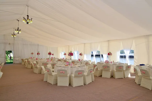 Arranjos Mesa Restaurante Para Recepção Casamento — Fotografia de Stock