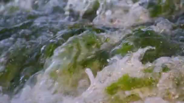 Fale Morskie Tekstury Piasku Szczegóły Skały — Wideo stockowe