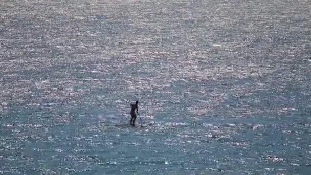 Menschen Paddeln Auf Dem Meer — Stockvideo