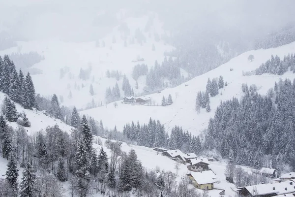 Foggy Winter Landscape Grossarl Austria — Φωτογραφία Αρχείου