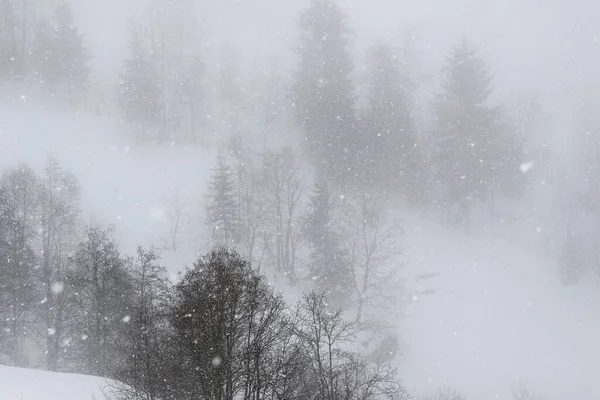 Mglisty Zimowy Krajobraz Grossarl Austria — Zdjęcie stockowe