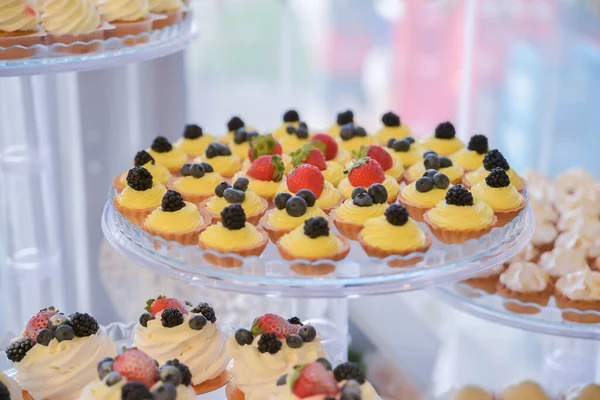 Dulces Galletas Dispuestos Mesa Para Recepción Boda — Foto de Stock