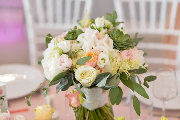 Bruiloft Bloemstukken Tafel — Stockfoto