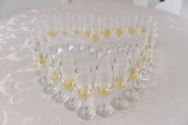 Verres Champagne Arrangés Pour Réception Mariage — Photo