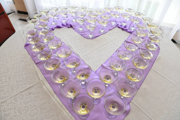 Verres Champagne Arrangés Pour Réception Mariage — Photo