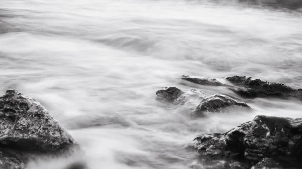 Monochrome Ocean Landscape Black White Sea Long Exposure Shot — ストック写真