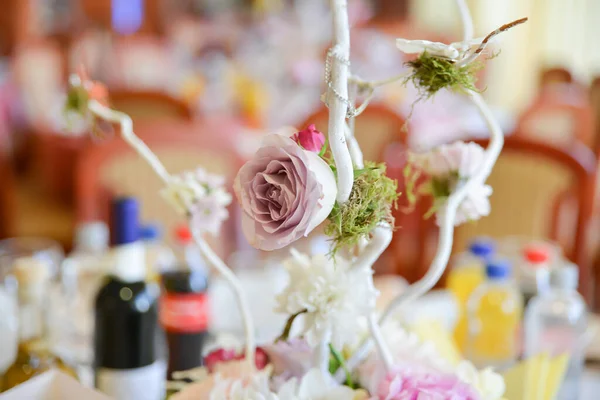 Restaurace Vinobraní Stolní Dekorace Pro Svatební Hostinu — Stock fotografie