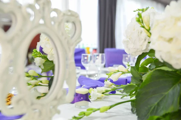 Restaurant Tafel Arrangementen Voor Bruiloft Receptie — Stockfoto