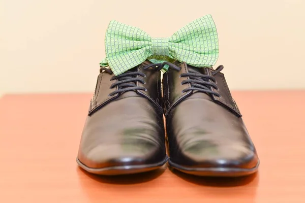 Acessórios Noivo Casamento Sapatos Pretos — Fotografia de Stock