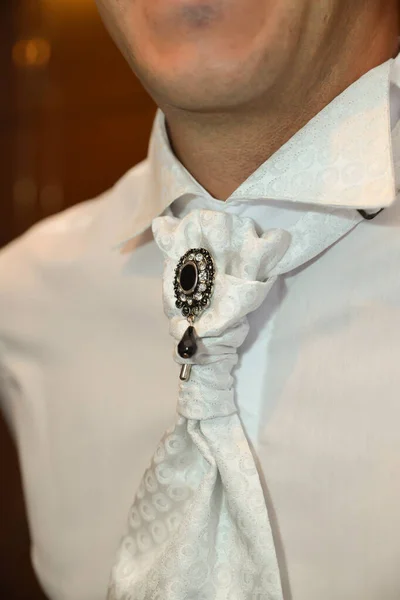 Man White Tie Details — 图库照片