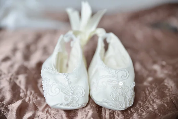 Criança Sapatos Brancos Detalhes — Fotografia de Stock