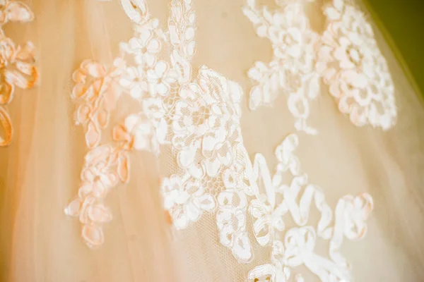 Noiva Branco Vestido Noiva Detalhes — Fotografia de Stock