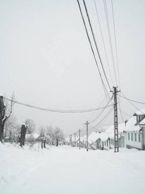 Köyde kış manzarası