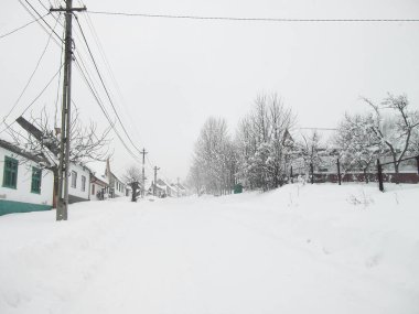 Köyde kış manzarası