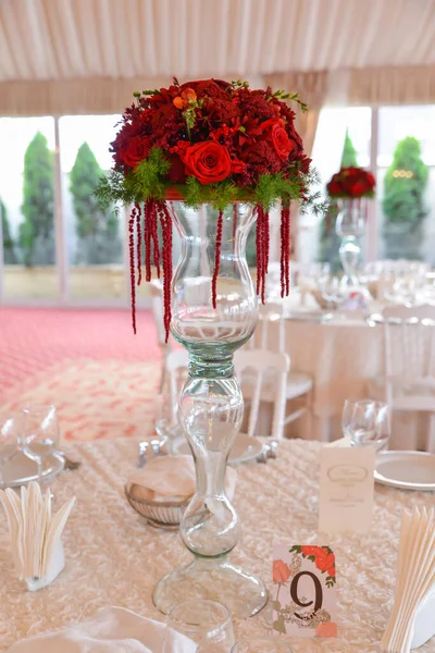 Arranjos Buquê Flores Casamento Vermelho — Fotografia de Stock