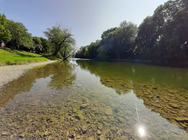 ヨーロッパ ドイツ レーゲンスブルクのドナウ川の近くの夏の風景 — ストック写真
