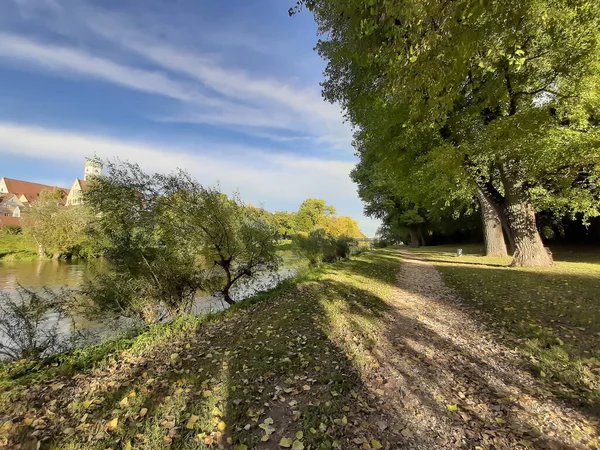 Lentelandschap Bij Donau Regensburg Duitsland — Stockfoto