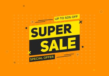 % 50 'ye kadar indirimli pankart şablonu