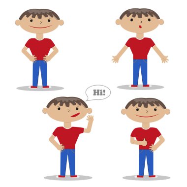 Farklı hareketleri ile genç bir adamın düz ayarlamak