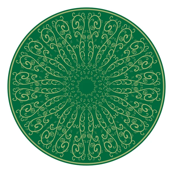 Adorno floral, patrón verde. Motivos indios . — Vector de stock