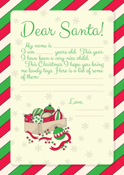 47_Letter tot Santa_box van Kerstmis ballen — Stockvector