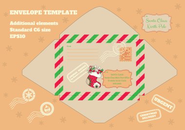 63_Envelope Santa_Santas çizme hediyeler ve candi ile mektup için