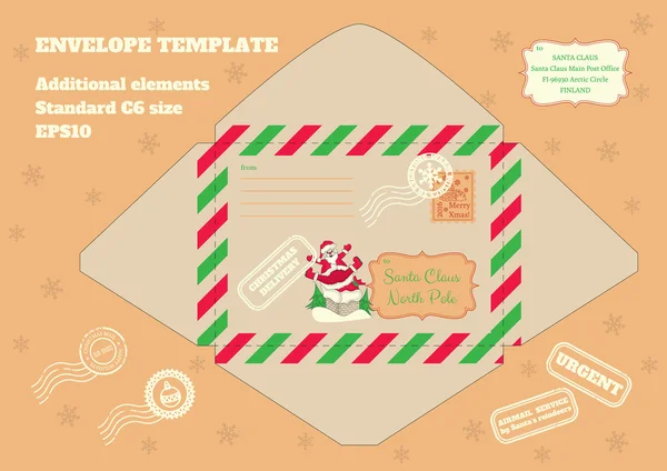 68 _ Envelope for letter to Santa _ Santa on the roof — стоковый вектор