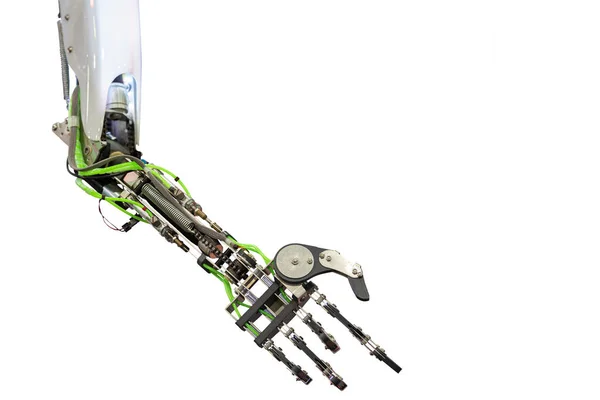 白い背景に隔離された産業用ロボットアームマシン クリッピングパス — ストック写真