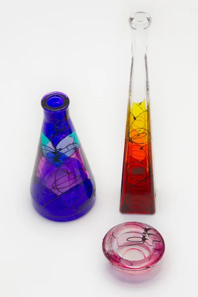Vaso de vidro pintado à mão em isolado — Fotografia de Stock
