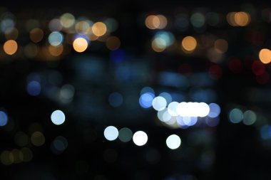 Ufuk bokeh ışıklar Iyarin Tuk Chang Bangkok, Tayland