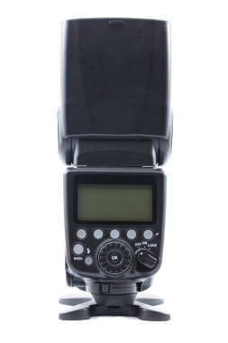 Kamera Flash hız izole beyaz arka plan arkadan görünüm.