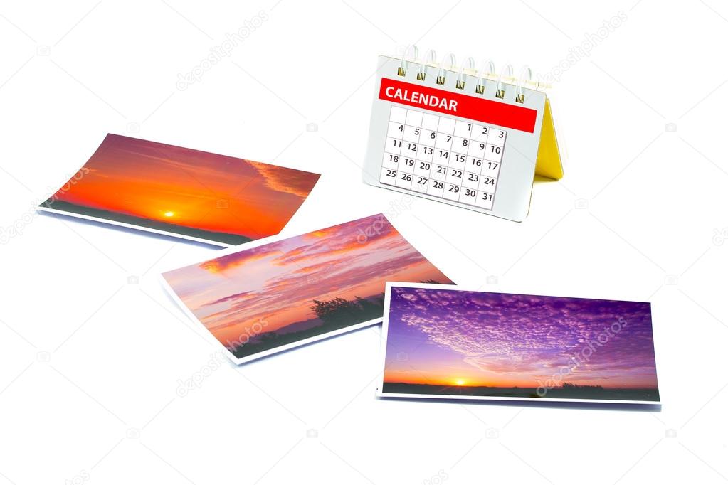 Traveler Calendar with a collage of Instant photo, Polaroid phot