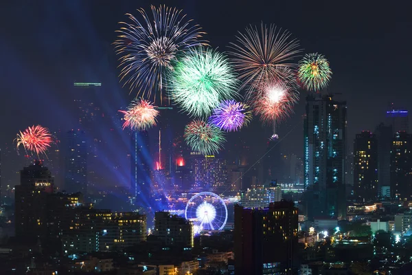 This is a new years fire Works in front of Ferris wheel, where i