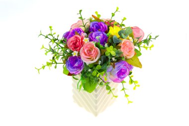 Beyaz aranjman beyaz arka plan üzerinde izole güzel buket.