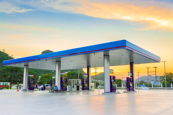 Posto Gasolina Pôr Sol — Fotografia de Stock