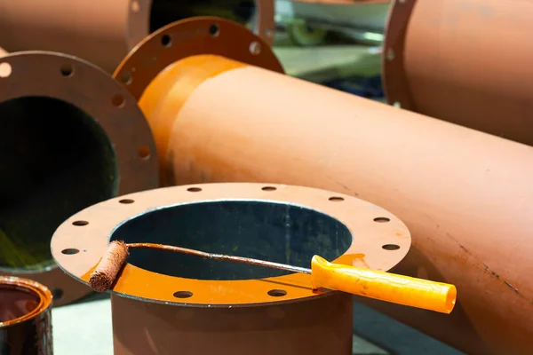 Rust Proof Painted Steel Pipes Factory Red Iron Pipe — Stock Photo, Image