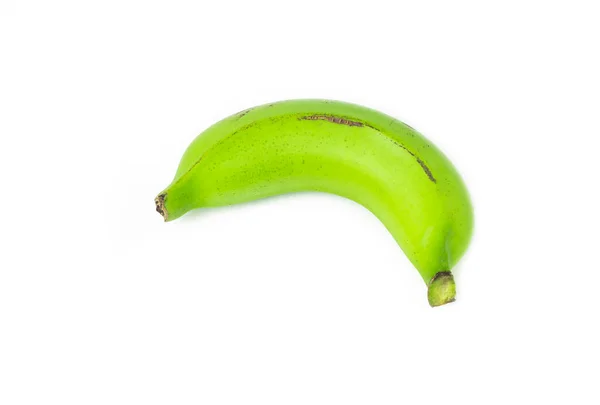 Κλείσιμο Ακατέργαστης Μπανάνας Απομονωμένης Λευκό Φόντο — Φωτογραφία Αρχείου