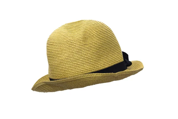 Vintage Straw Hat Fasion Izolovaných Bílém Pozadí — Stock fotografie