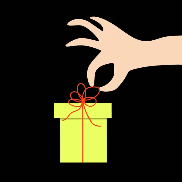 La mano abre el regalo. — Vector de stock