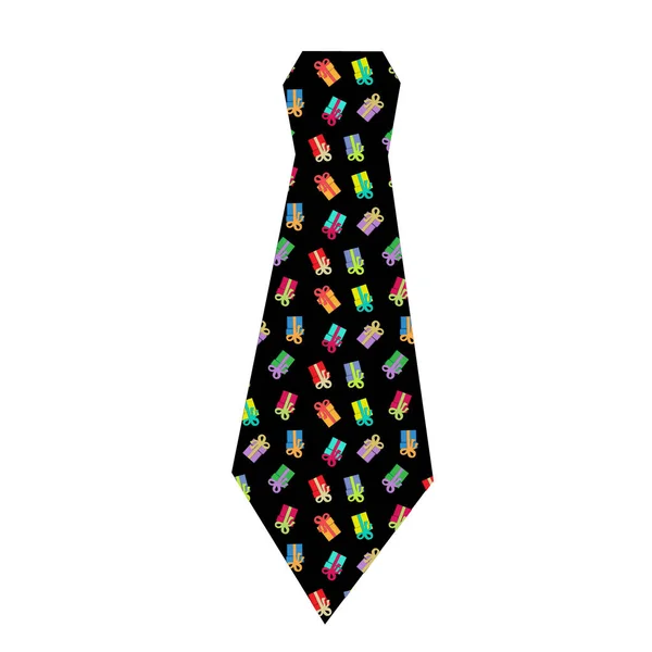 Elegante Schwarze Krawatte Mit Neujahrsgeschenken — Stockvektor