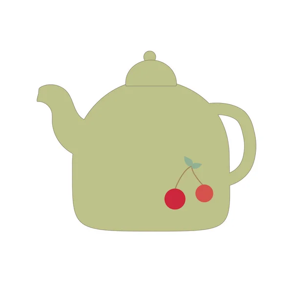 Czajnik z rysunkiem do picia herbaty na białym tle. — Wektor stockowy
