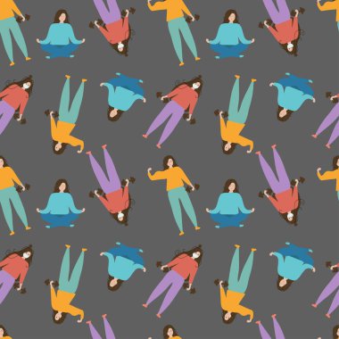 Gri arkaplan, farklı sporlara katılan kızların görüntüsü..