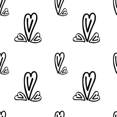 Beyaz arka planda farklı boyutlarda kalpleri olan kusursuz bir kumaş. Vektör çizimi. Duvar kağıdı. Arkaplan.