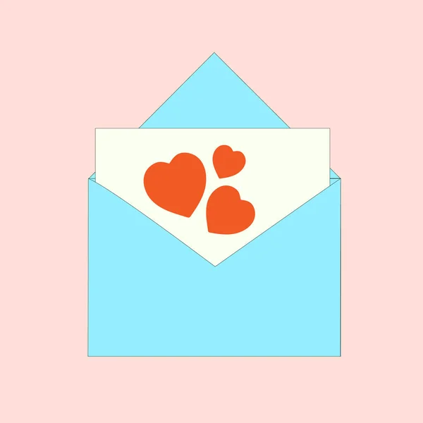 Envelope Azul Com Parabéns Pelo Dia Dos Namorados Ilustração Vetorial —  Vetores de Stock