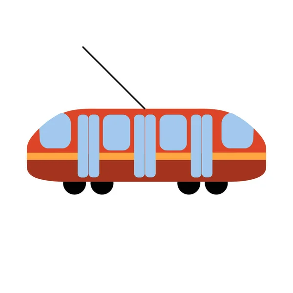 Isolated Red Trolleybus White Background Flat Vector Illustration — Stock Vector