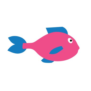 Tecrit edilmiş bir arka planda deniz balığı. Bir sürü popüler renkli balık. Şirin düz vektör çizimi. Element veya bayrak.