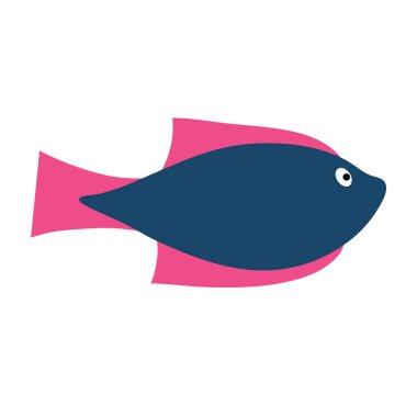 Tecrit edilmiş bir arka planda deniz balığı. Bir sürü popüler renkli balık. Şirin düz vektör çizimi. Element veya bayrak.