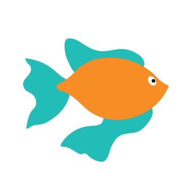 Tecrit edilmiş bir arka planda deniz balığı. Bir sürü popüler renkli balık. Şirin düz vektör çizimi. Element veya bayrak.