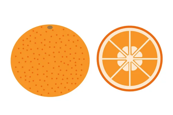 Uma Laranja Inteira Uma Fatia Laranja Sobre Fundo Branco Isolado —  Vetores de Stock