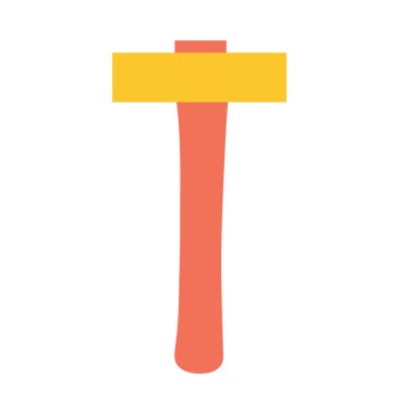 İzole edilmiş bir arkaplanda çekiç. İnşaat ya da yenileme. Bir tasarım unsuru veya logo olarak inşaat araçları. Vektör illüstrasyonu.